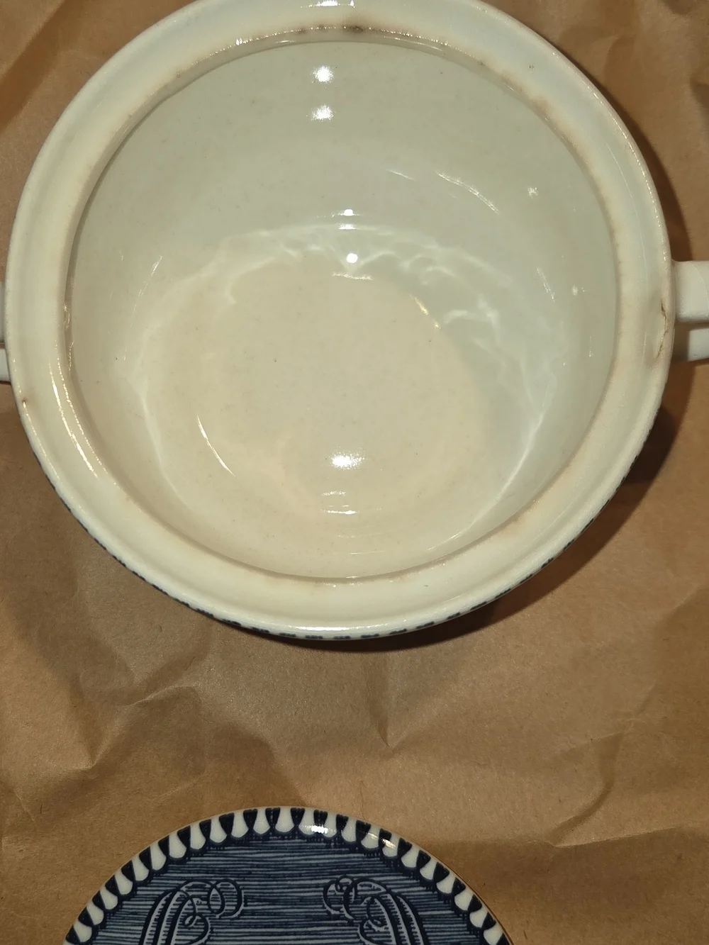 VTG Royal CURRIER & IVES BLUE Steamboat Ctr SUGAR BOWL & LID
